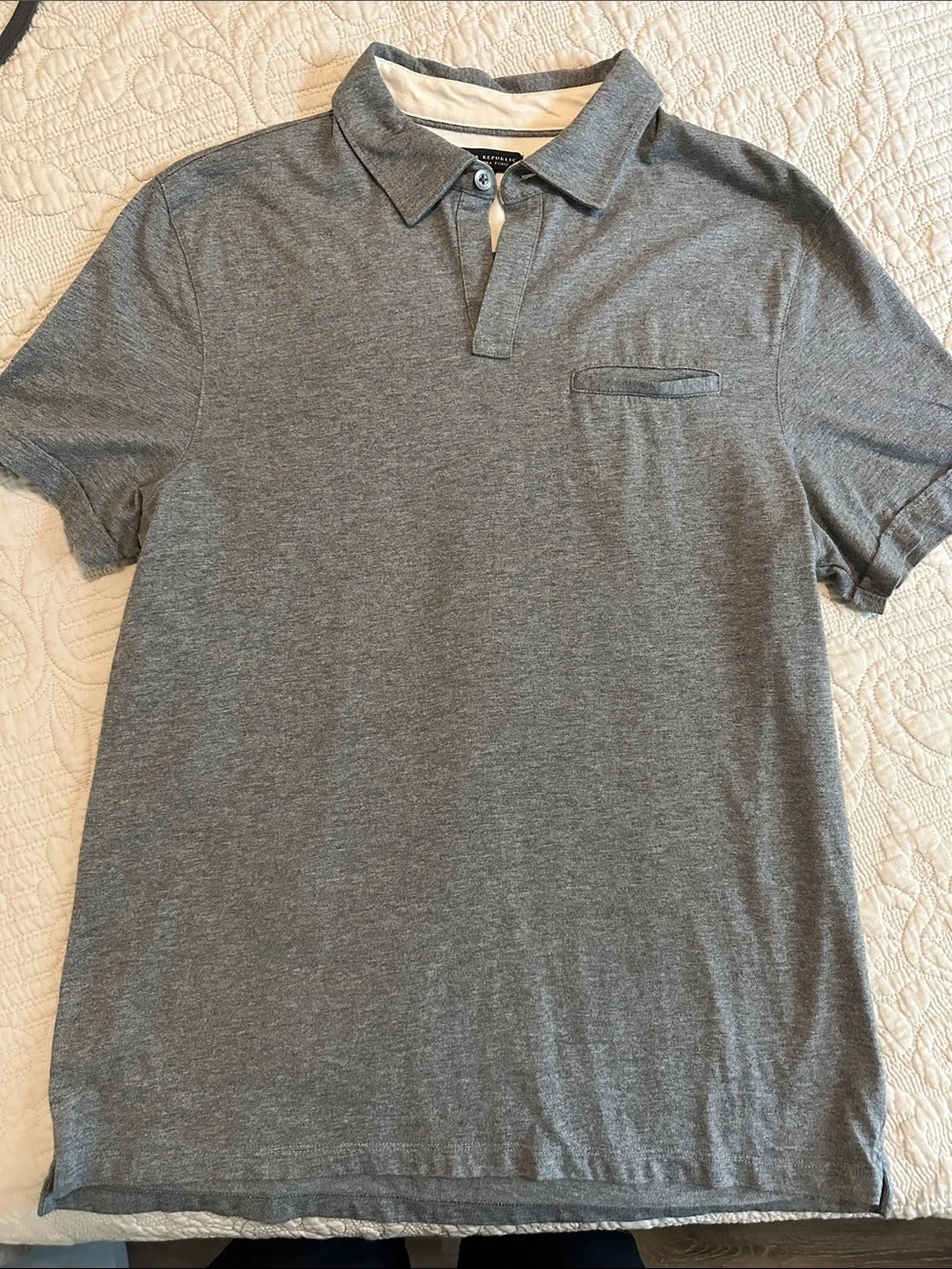 Banana Republic Men's Gray Polo with Chest Pocket Fitted M